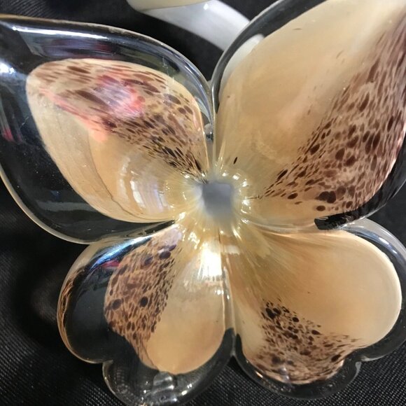 Vintage Murano Style Hand Blown Glass Lily Flower Art Glass Spiral Stem - Picture 4 of 12